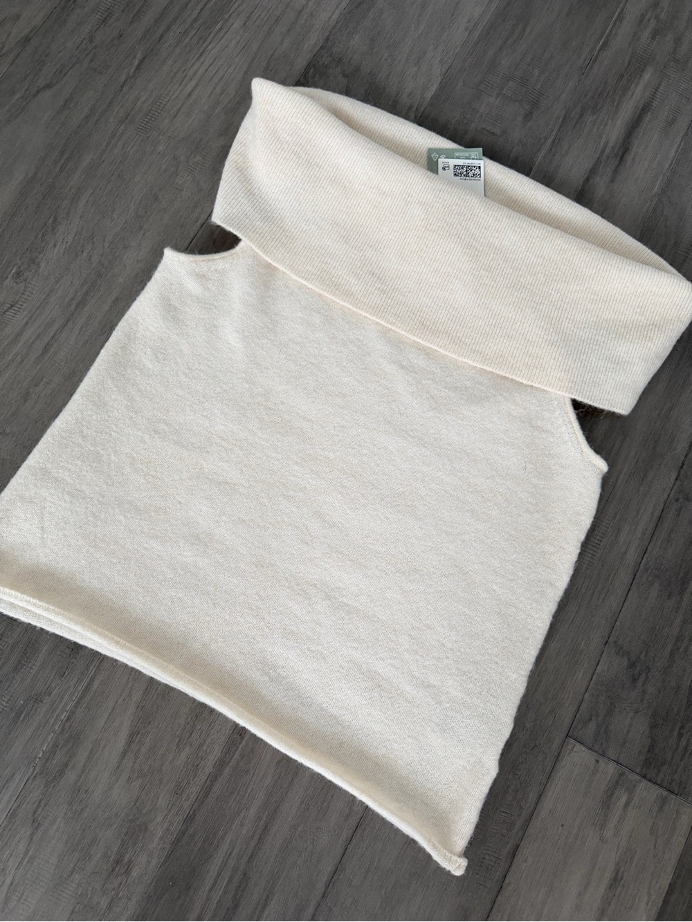 H&M Cream Off-the-Shoulder Fold-Over Sweater Top